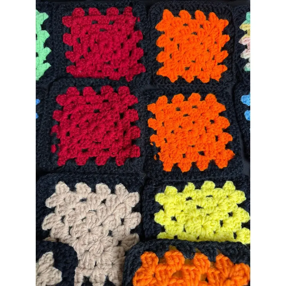 Vintage 1970s Granny Squares - Set of 17